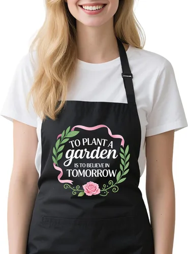Miniatura 8 de Delantal de jardinería para mujer con bolsillos, delantal de jardín ajustable divertido regalo para jardinero, mamá, esposa, amante de las plantas