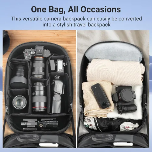 Miniatura 7 de Mochila de cámara para fotógrafo, 22L de gran capacidad, bolsa para cámara digital profesional con compartimento para laptop de 15 pulgadas