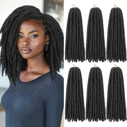 Miniatura 9 de WIGNEE Cabello de Ganchillo 120 Hebras Locs Sintéticos 8 Pulgadas Locs Suaves Pre-Trenzados 6 Paquetes Cabello de Ganchillo Pre-Anudado para Mujeres