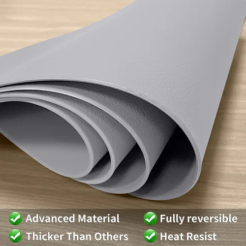 Miniatura 3 de Herda Juego de 6 manteles individuales para mesa de comedor, de piel sintética, lavables, manteles individuales para mesa redonda, para cocina, Gris