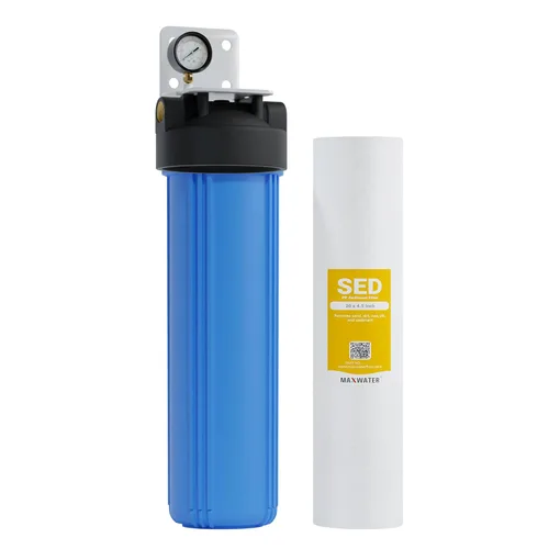 Max Water Carcasa universal para filtro de agua para toda la casa, cartucho de carbono de sedimentos de 20 x 4.5 pulgadas, sistema de prefiltración