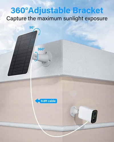 Miniatura 5 de Panel solar de carga mejorado compatible con Arlo Pro 4, Pro 3, Ultra 2, panel solar de 4 W con cable de carga de 9.8 pies, impermeable IP65