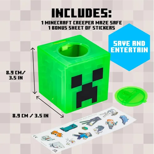 Miniatura 6 de Paladone Minecraft Creeper Maze Safe, completa el laberinto para desbloquear dinero, divertido juguete coleccionable de bloques de Minecraft