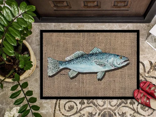 Miniatura 3 de Caroline's Treasures 8737MAT - Felpudo de trucha moteada con peces de 18 x 27 pulgadas, para interiores y exteriores, para entrada, antideslizante