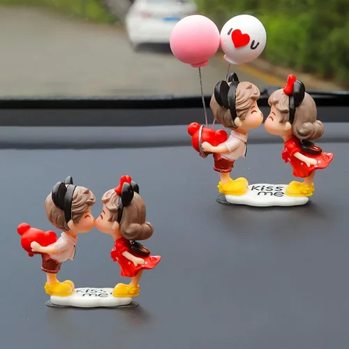 Miniatura 8 de Lindos adornos para parejas, decoración de automóvil, decoración de automóvil para pareja, figuras de acción de caricaturas para parejas, accesorios