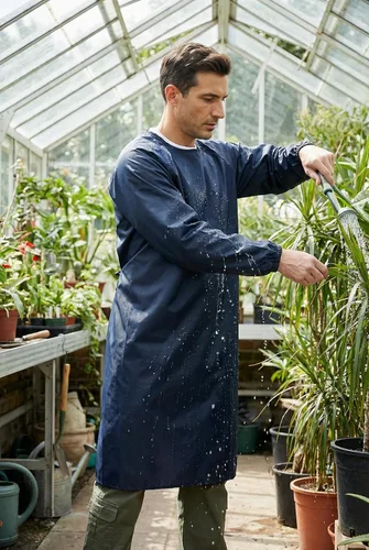 Miniatura 5 de Nanxson Delantal impermeable manga larga Smock Overoles delantal de trabajo para lavar platos, trabajo de laboratorio, aseo de perros, limpieza Azul