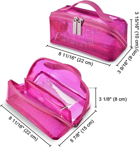 Miniatura 6 de BYOOTIQUE AW 420D - Neceser de viaje de nailon transparente, portátil, ligero, transparente, organizador de almacenamiento de cosméticos, piscina