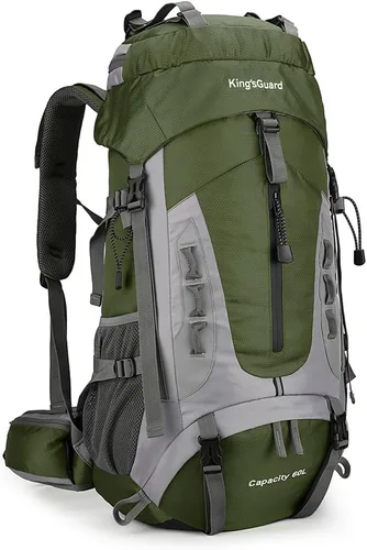 King'sGuard Mochila de senderismo de 60 L para hombres y mujeres, mochila ligera para acampar y senderismo con cubierta para la lluvia, mochila de