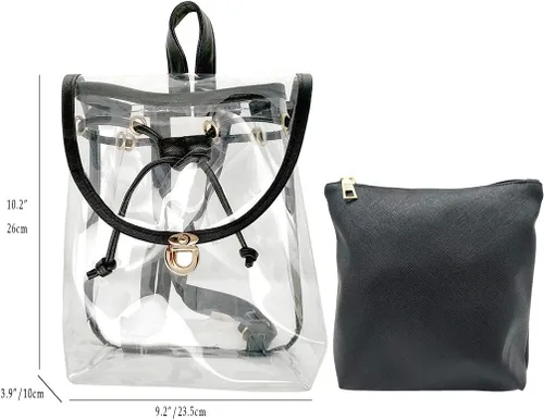 Miniatura 3 de Jesdo 2 en 1 transparente moda mochila transparente viaje playa hombro bolso bolso