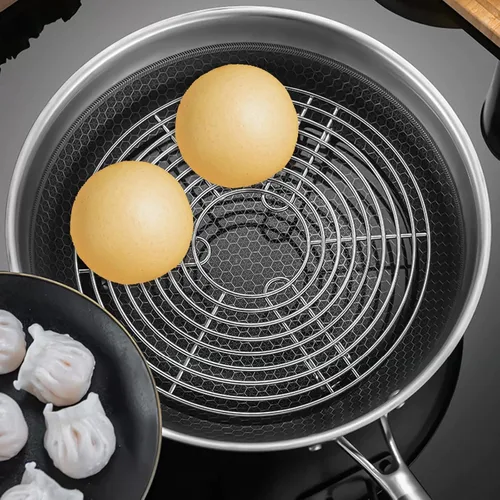 Miniatura 8 de Rejilla Redonda para Vapor y Enfriamiento, Salvamanteles de Olla de Acero Inoxidable, Rejilla de Cocina, Soporte de Rejilla Vaporera de Alambre