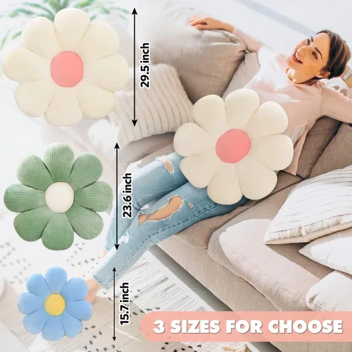 Miniatura 2 de Almohada de flores, almohadas de margaritas, cojín de asiento de almohada de 21.6 pulgadas, almohadas decorativas estéticas para sofá, cama