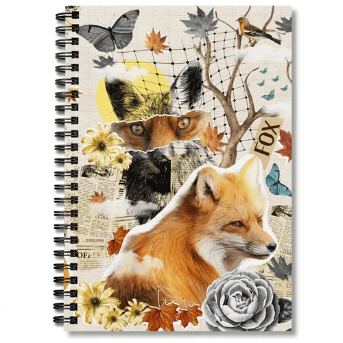 GOLEEX Fox Collage Blank Spiral Notebook And Journal Notebooks Soft Cover School Work Travel Animal Notepad Composition Gifts For Women Girls Kids