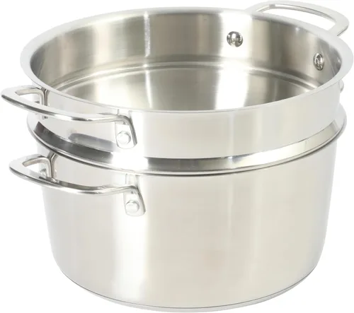Miniatura 7 de Sur La Table Kitchen Essentials Chef's Deck - Horno holandés de acero inoxidable de 5.3 cuartos de galón con inserto de vapor y tapa de vidrio