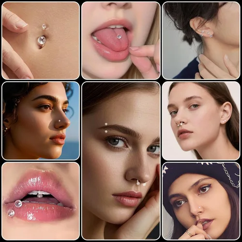 Miniatura 3 de Juego de 54 retenedores de piercing transparentes, de plástico transparente de varios calibradores, joyería corporal para nariz, orejas, labios