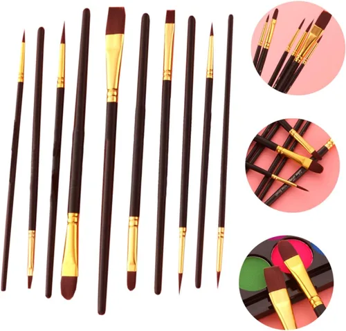 Miniatura 9 de EXCEART Juego de 40 pinceles de nailon para el cabello, pinceles de pintura para niños, pinceles de pintura para pintura acrílica, pinceles