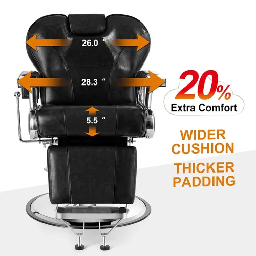 Miniatura 4 de Artist hand Silla de peluquería reclinable resistente con reposacabezas y reposapiés, silla giratoria de 360 grados, equipo de belleza para Negro