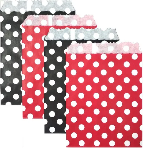 Miniatura 6 de KEYYOOMY 100 bolsas amarillas para bufé de dulces, pequeñas bolsas de galletas, bolsas de papel de lunares para bodas, fiestas de cumpleaños