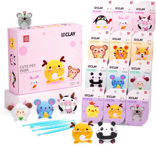 Miniatura 8 de LOUFOR Kits de arcilla de secado al aire – Arcilla de modelado para niños, ultraligera y suave, segura y no tóxica, 12 cajas de arcilla mágica