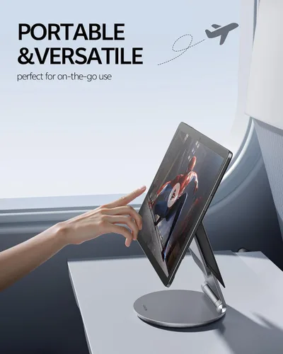 Miniatura 7 de LULULOOK Soporte para Surface Pro/Go - Base giratoria de aleación de aluminio de 360°, soporte plegable para tableta/elevador para Microsoft Surface