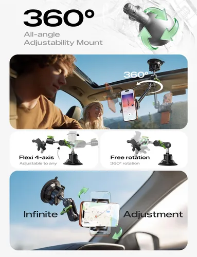 Miniatura 3 de MAGIC JOHN Soporte para teléfono de coche, soportes ultraduraderos de metal para tu coche, soporte para teléfono celular de rotación 360°