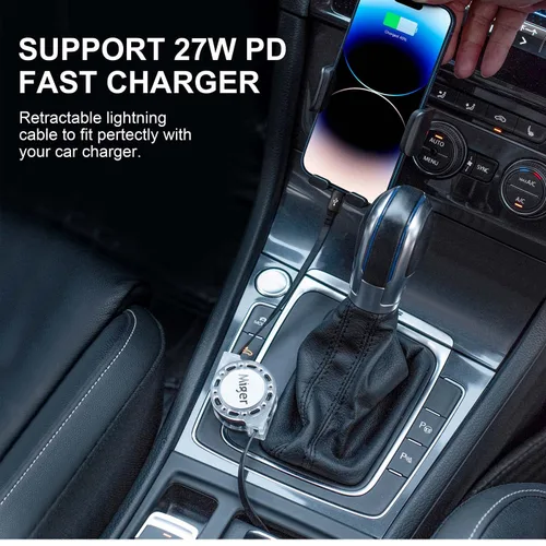 Miniatura 7 de Miger Cable USB C a Lightning [2 unidades de 4 pies] Cargador retráctil para iPhone de carga rápida tipo C a Lightning Cable de carga MFi