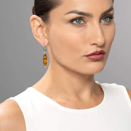 Miniatura 2 de Peora - Collar y pendientes con colgante de ámbar báltico en plata de ley, color coñac