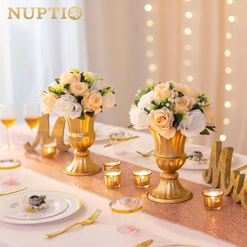 Miniatura 53 de NUPTIO Centros de mesa de flores para mesas de boda: arreglo de bolas de flores artificiales rosa y blanco para bodas, fiestas, 2 piezas de rosas