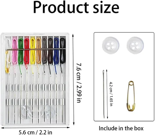 Miniatura 3 de Kit de costura de fijación rápida de 10 cajas, kit de agujas preroscadas fáciles, kits de costura preroscados, agujas preroscadas, agujas
