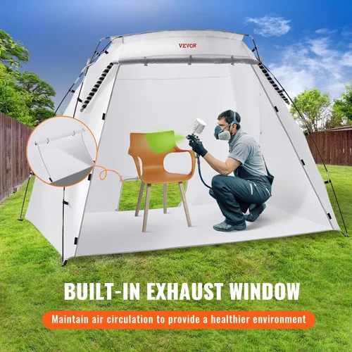 Miniatura 5 de VEVOR Cabina de Pintura Portátil, Carpa de Pintura en Aerosol Más Grande con Piso Integrado y Malla y Ganchos a Prueba de Viento, Estación de Carpa