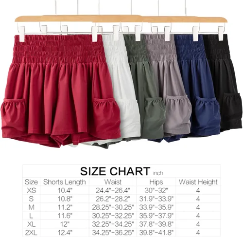 Miniatura 2 de Blaosn Pantalones cortos fluidos de cintura alta para mujer, gimnasio, yoga, atletismo, correr, tenis, faldas con bolsillos, ropa bonita de verano