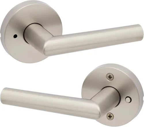 Miniatura 11 de Kwikset Milan - Manija de puerta de paso interior, palanca para puertas de armario y pasillo, manija reversible sin bloqueo, níquel satinado