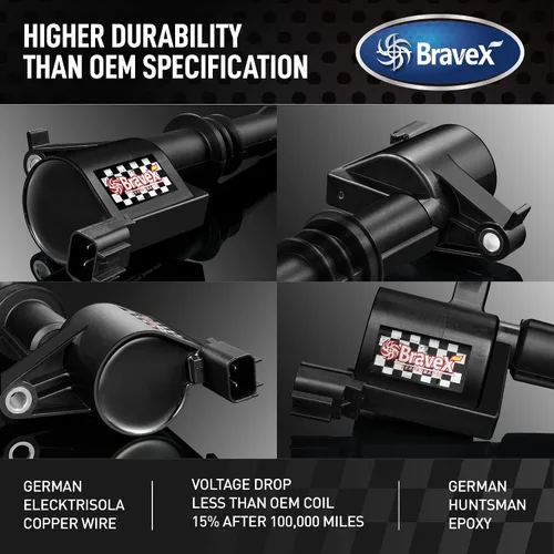 Miniatura 3 de Bravex Paquete de 8 bobinas de encendido de arranque recto, 15% más de energía, F-150 para Ford Lincoln Mercury V8 V10 4.6l 5.4l 6.8l Compatible
