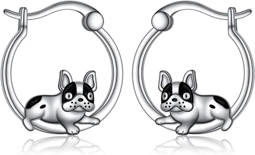Aretes de plata de ley con diseño de conejo, mantarraya, tortuga, rana, cobaya, bulldog francés, joyería de animales, regalo de cumpleaños para