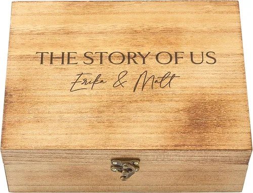 Miniatura 18 de Let's Make Memories Caja de recuerdos de madera personalizada con tapa con bisagras, caja de recuerdos de madera, almacenamiento decorativo