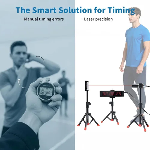 Miniatura 3 de Temporizador de Reloj de Láser con Batería Incorporada – Sistema de Cronometraje de Puerta Láser con Cable para Carreras de Velocidad, Eventos