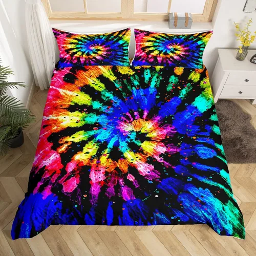 Miniatura 17 de Feelyou Juego de ropa de cama color verde azulado, tamaño individual, funda de edredón turquesa, azul, gris, grunge, degradado, para niños, niñas