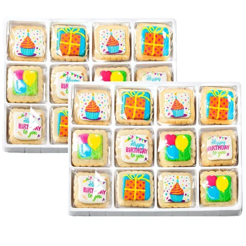 Miniatura 5 de Happy Birthday Cookies - Paquete de 24 cestas de regalo envueltas individualmente para niños, hombres y mujeres, caja de regalo decorada