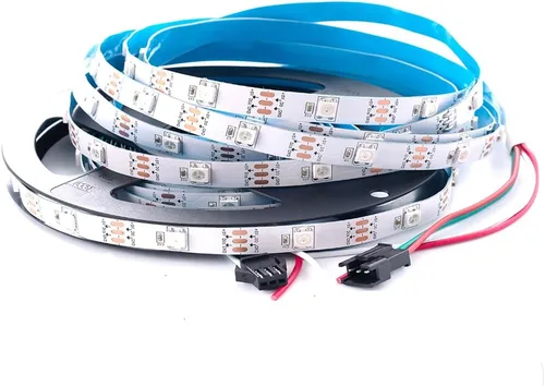 Miniatura 12 de WS2812B Tira de luz LED direccionable individual 100Pixels/m SMD 5050 RGB Pixel Strip DC5V (3.2FT 100LEDS no impermeable, PCB blanco)