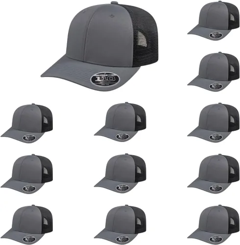 Miniatura 54 de Cap America i8502 Flexfit 110 Premium - Gorra de camionero de perfil medio con 6 paneles de malla trasera con protección UV y cierre ajustable Azul
