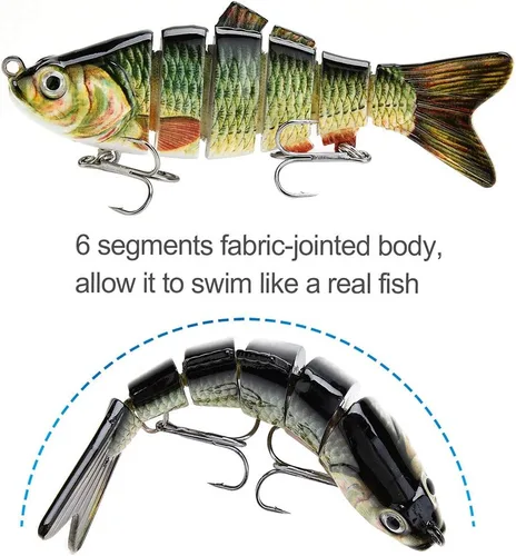 Miniatura 4 de Señuelos de pesca realistas para lubina, trucha, lucioperca, pez depredador, cebos realistas de peces multiarticulados, kits de aparejos de pesca