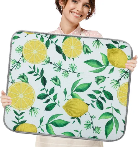 Miniatura 12 de SHIYUE Tapete de secado de platos para encimera de cocina, súper absorbente, decoración de cocina de primavera, tapete de secado de microfibra