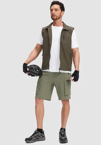 Miniatura 6 de Bikewa Pantalones cortos de ciclismo de montaña para hombre, con acolchado 3D, ajuste holgado, con bolsillos con cremallera