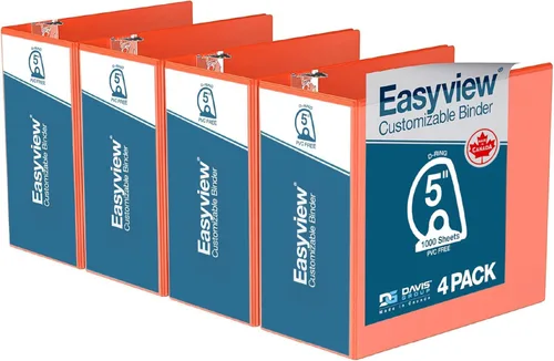 Miniatura 25 de Easyview - Carpetas prémium de 3 anillas con cubiertas transparentes y anillos en D, carpetas para escuela u oficina, 5 pulgadas, paquete de 4