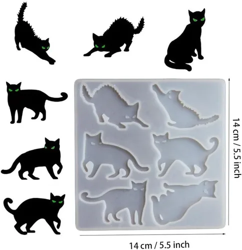 Miniatura 6 de Molde de resina para gatos, lindos moldes de silicona epoxi para colgante, molde de fundición para joyería de bricolaje, collar, aretes, ornamento