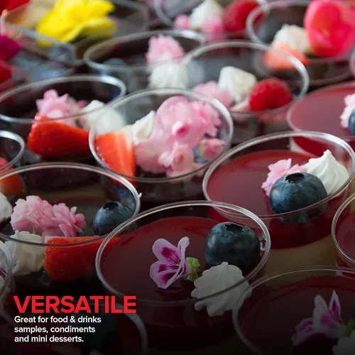 Miniatura 6 de Stock Your Home Paquete de 100 vasos de chupito de plástico (1 onza), vasos desechables transparentes para chupitos de gelatina, degustación
