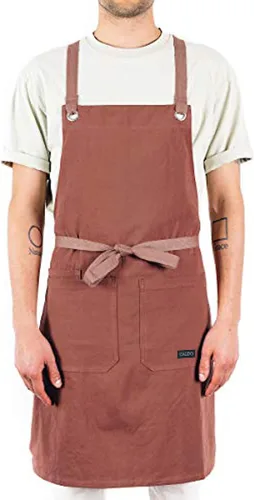 Miniatura 5 de Caldo Delantal de cocina Crossback para cocinar, para hombre y mujer, delantal profesional para chef o servidor, estilo cruzado ajustable, rústico