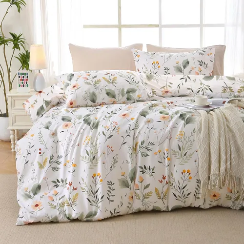 Miniatura 24 de MUXHOMO Juego de edredón tamaño individual XL, elegante juego de cama con estampado floral en una bolsa, 5 piezas, ultra suave y transpirable