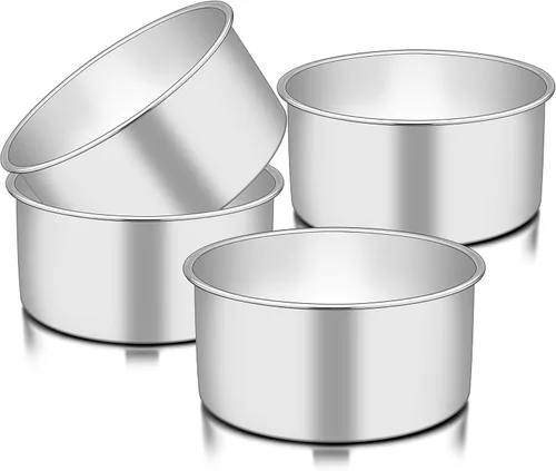 TeamFar - Molde para tarta de 6 pulgadas, juego de moldes redondos para tartas de 6" x 3" de acero inoxidable, para hornear, cocinar al vapor y