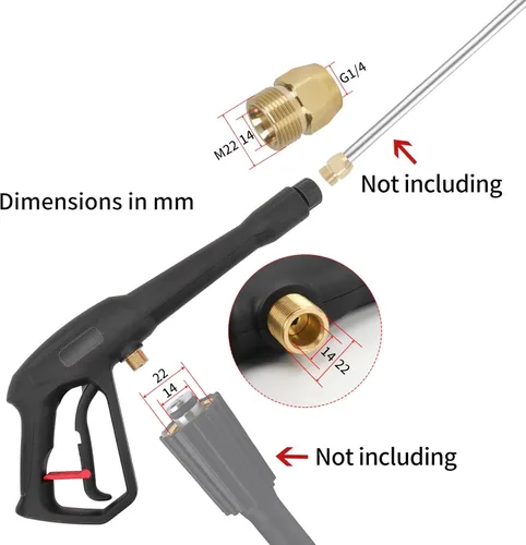 Miniatura 4 de Bear Force Mango de gatillo de pistola rociadora a presión, pistola de agua de alta presión máx. 3300 psi, compatible con algunas de las lavadoras