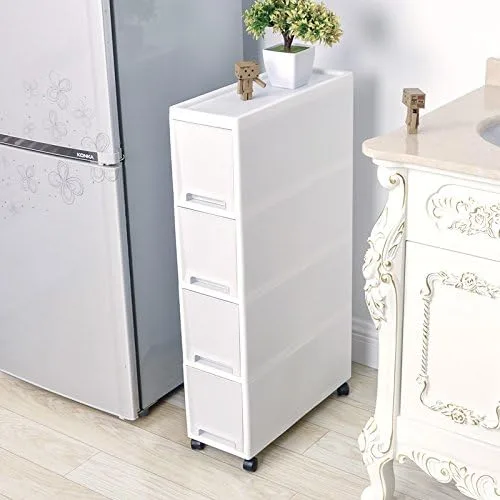 Carrito de almacenamiento y organizador estrecho, delgado y delgado, gabinete de almacenamiento de cocina de 7.1 pulgadas junto al refrigerador,